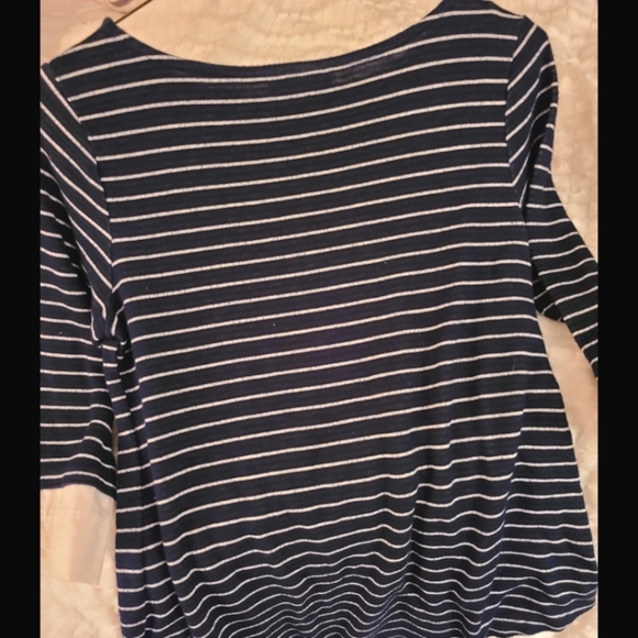 Women's navey and white striped top - Picture 3 of 3